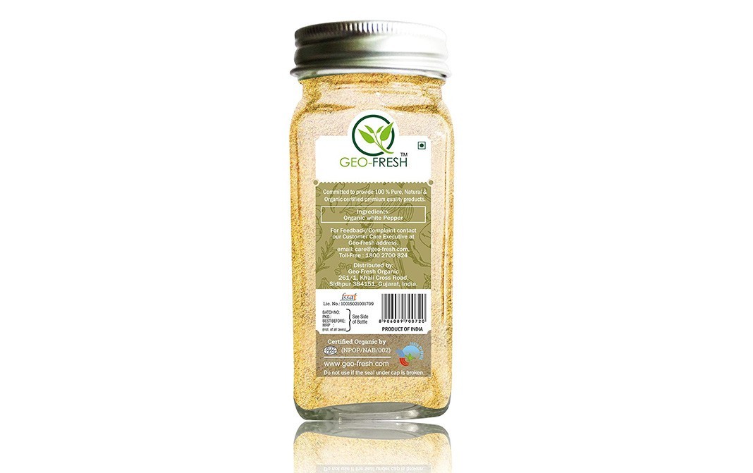 Geo-Fresh Organic White Pepper Powder   Bottle  55 grams